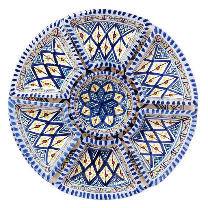 Sobremesa - Wholesale Serving Plate - Dark Blue Rosette Tapas Ceramic Server1