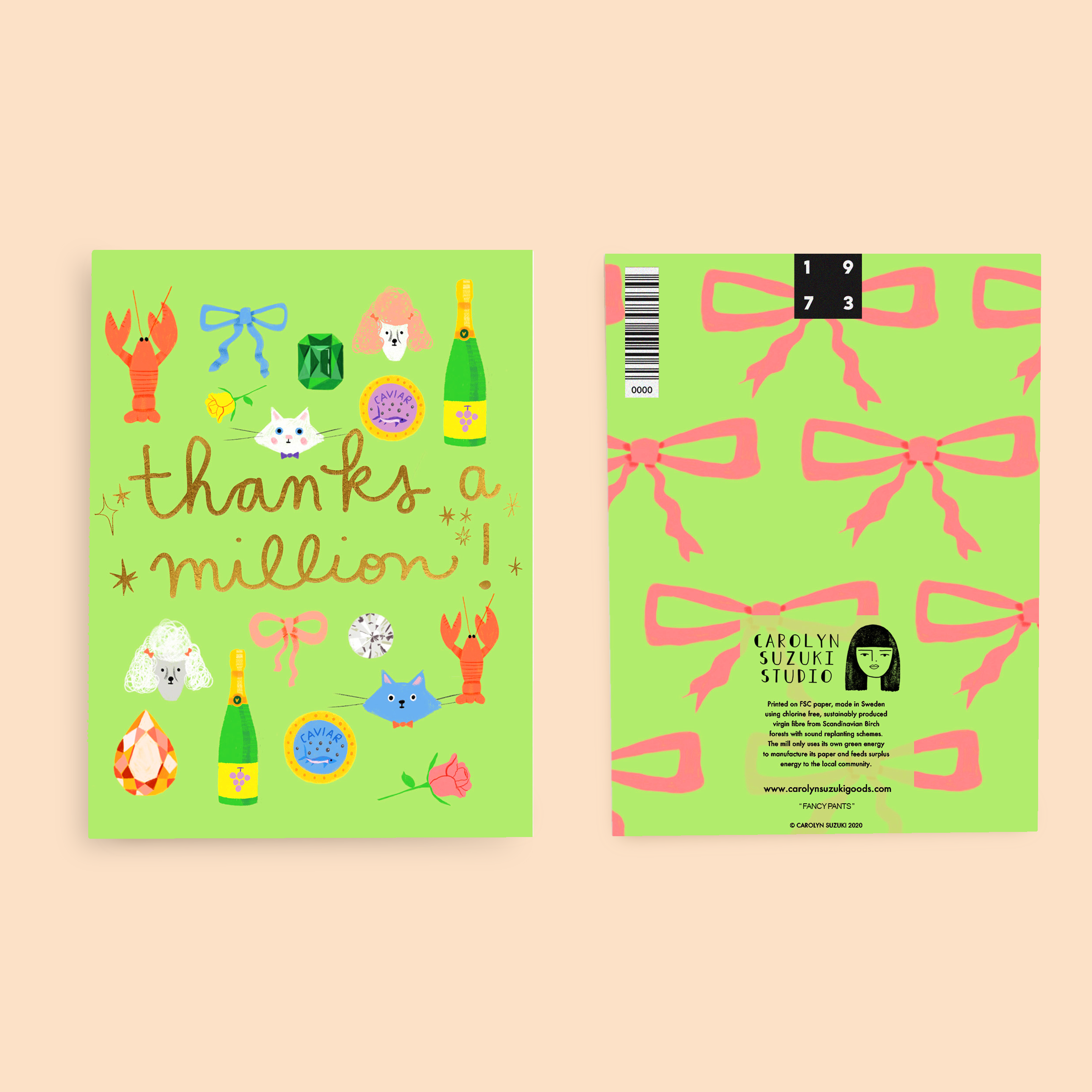 Carolyn Suzuki - Wholesale Everyday Greeting Card - FANCY PANTS  - Everyday Card1