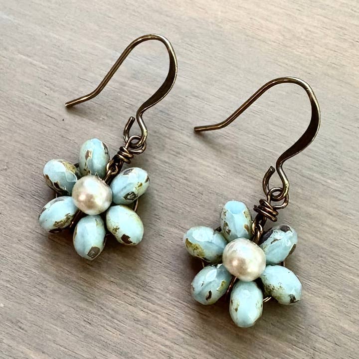 Beach Bloom Earrings In Pale Blue for wholesale by Twist Style