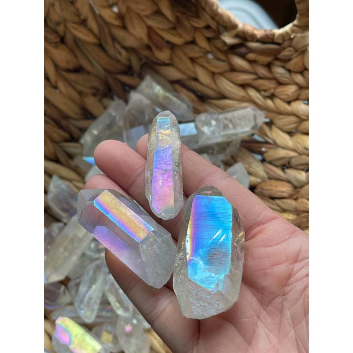Tumbledshop – Pedra/cristal espiritual por atacado – Anjo Aura Pontos Cristal Quartzo, Arco-íris Aura Cristal