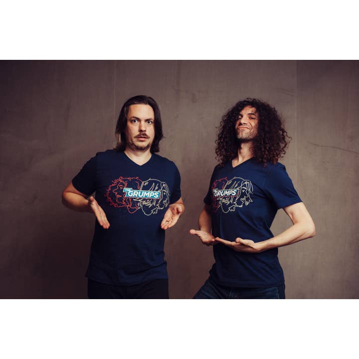 The Grumps Navy Unisex V-Neck Shirt for wholesale by Game Grumps