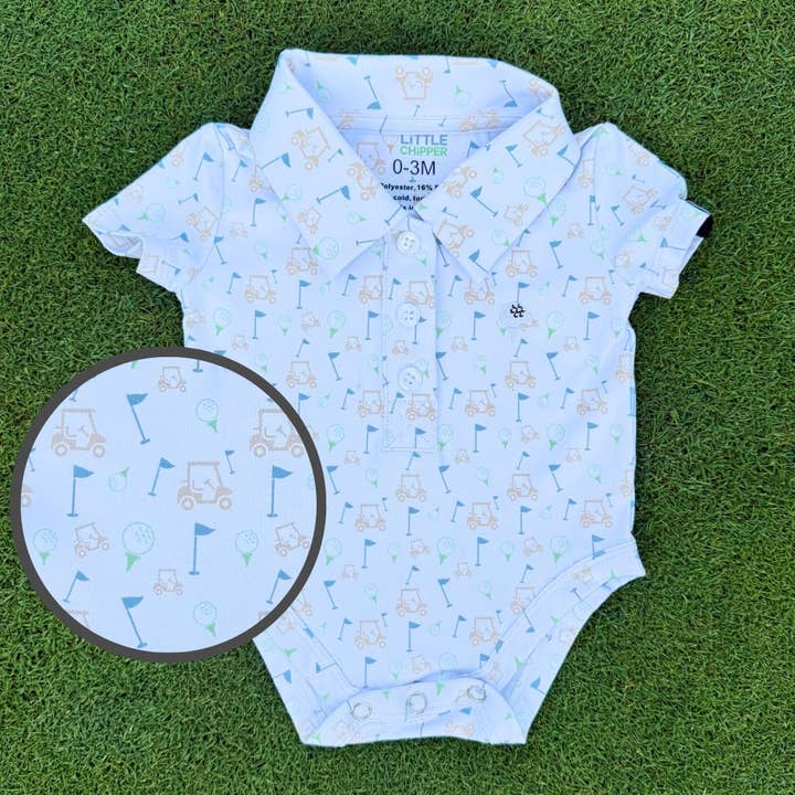 Tee Time - Onesie Polo for wholesale by Little Chipper Golf