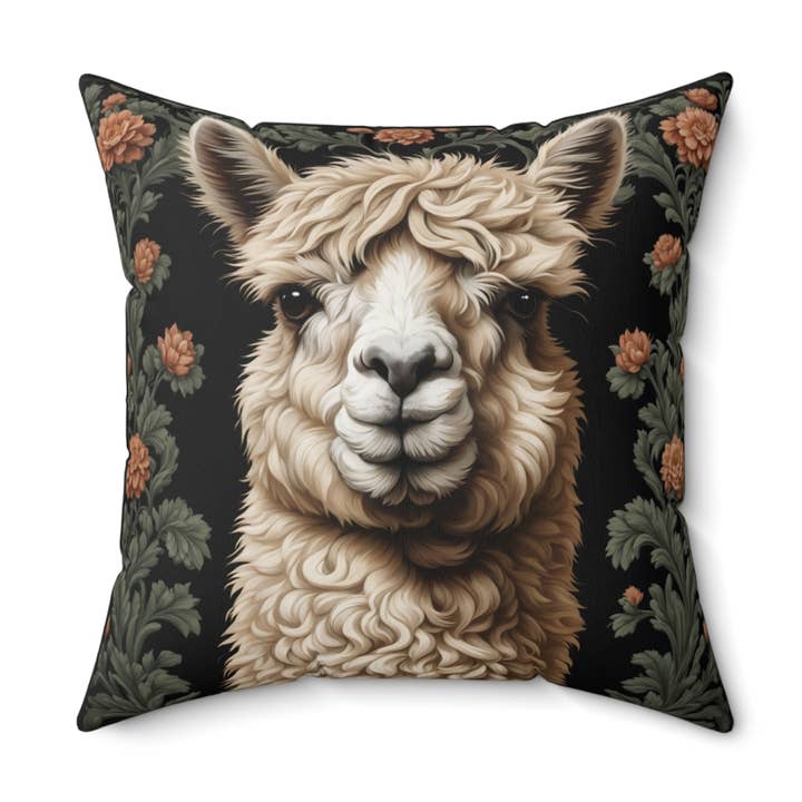 Cozy Alpaca Pillow, Whimsical Farmhouse Decor, Alpaca Pillow for wholesale by Upside Down Owl Farm