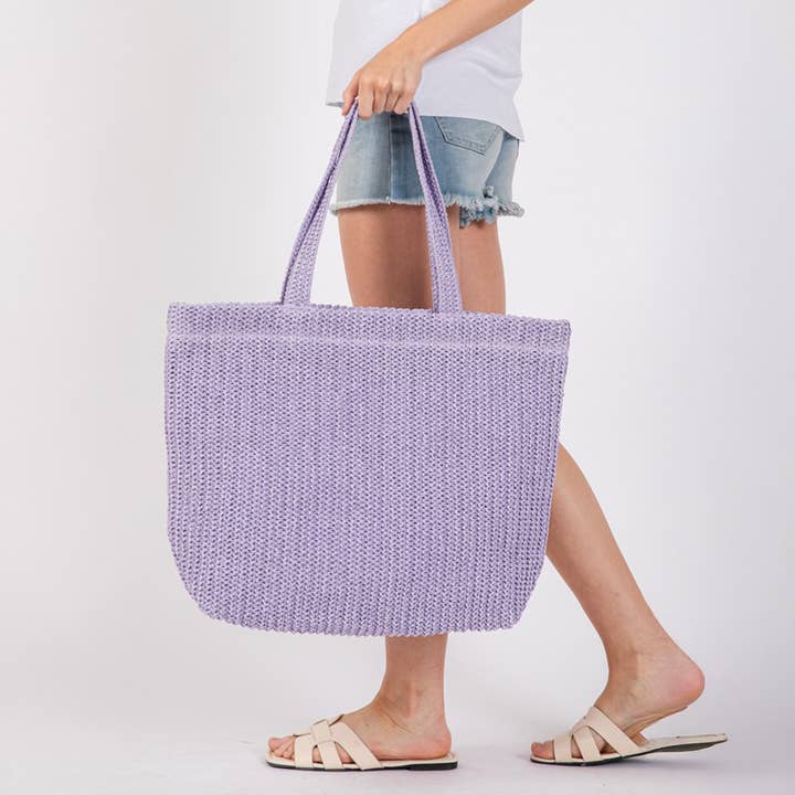 Hana - Wholesale Tote Bag - Women's - Solid Color Crochet Summer Straw Tote Bag44