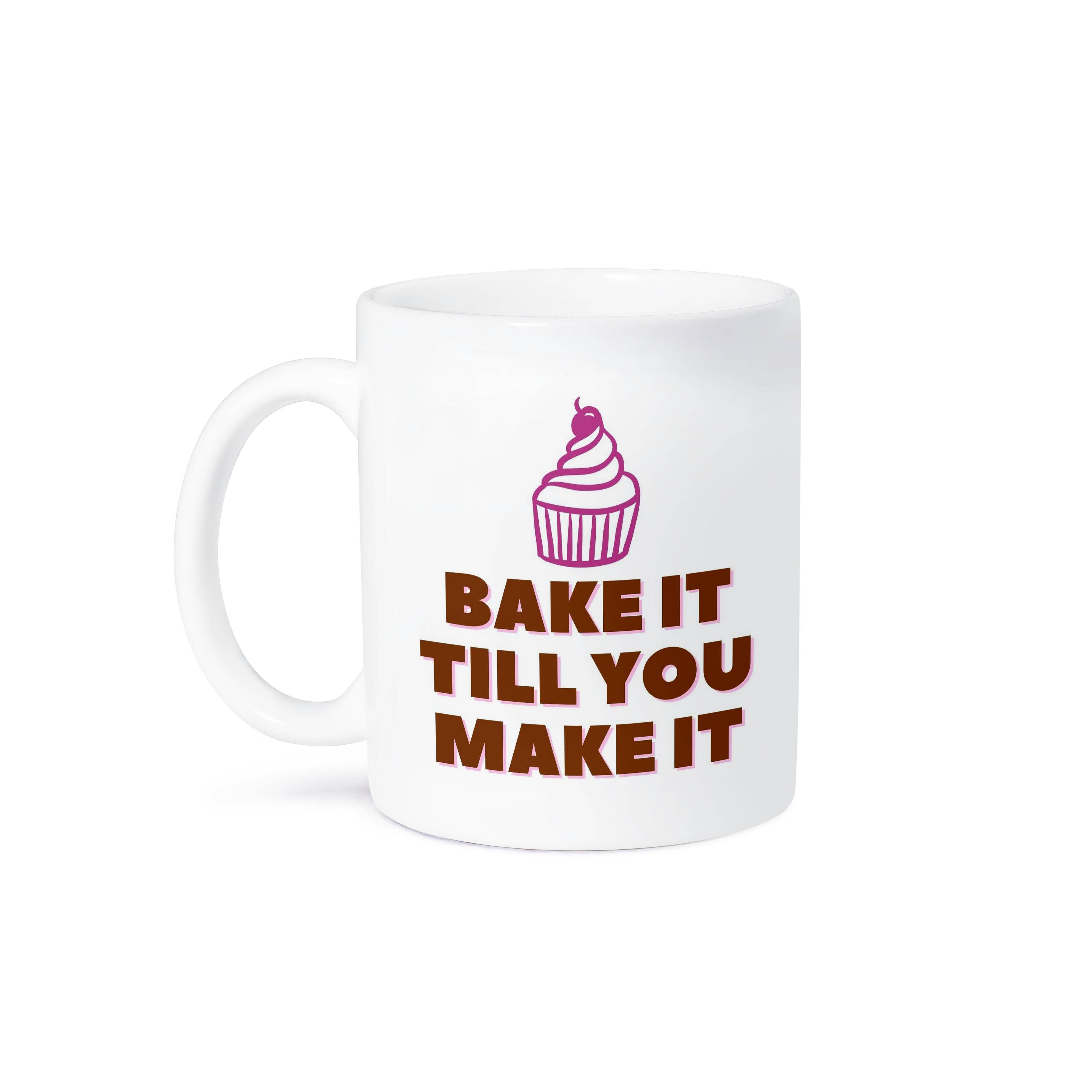 3dRose - Vente Tasse à café - 3dRose, Image de cupcake avec le texte "Bake It Till You Make It", Tasse8
