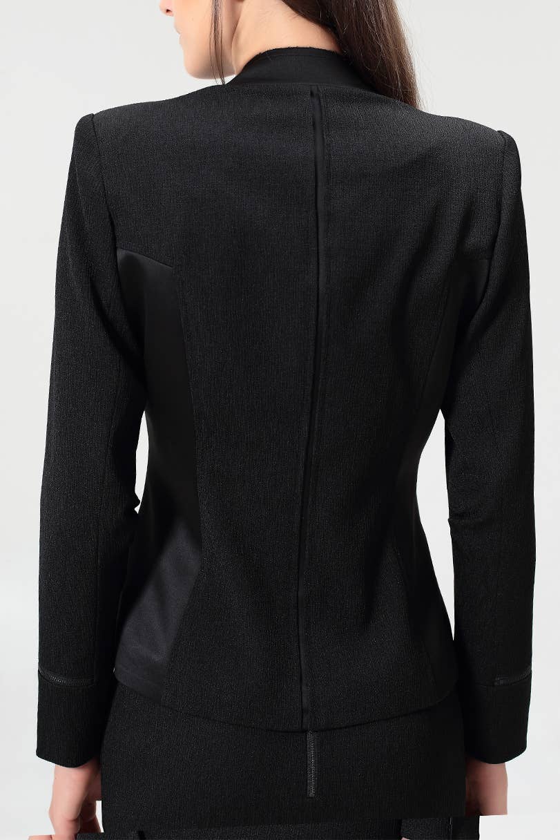 Sort Struktureret jakke i to materialer med lynlåse for engroshandel på Faire2