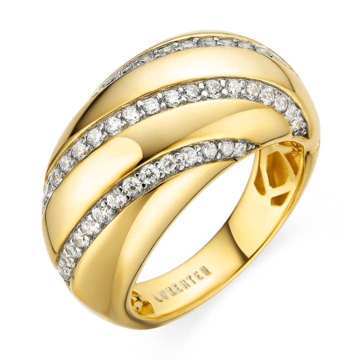 Anillo Luxenter de Plata de Ley 925 y Circonita Brillante acabado oro de 18k - Vikai para venta al por mayor de Luxenter