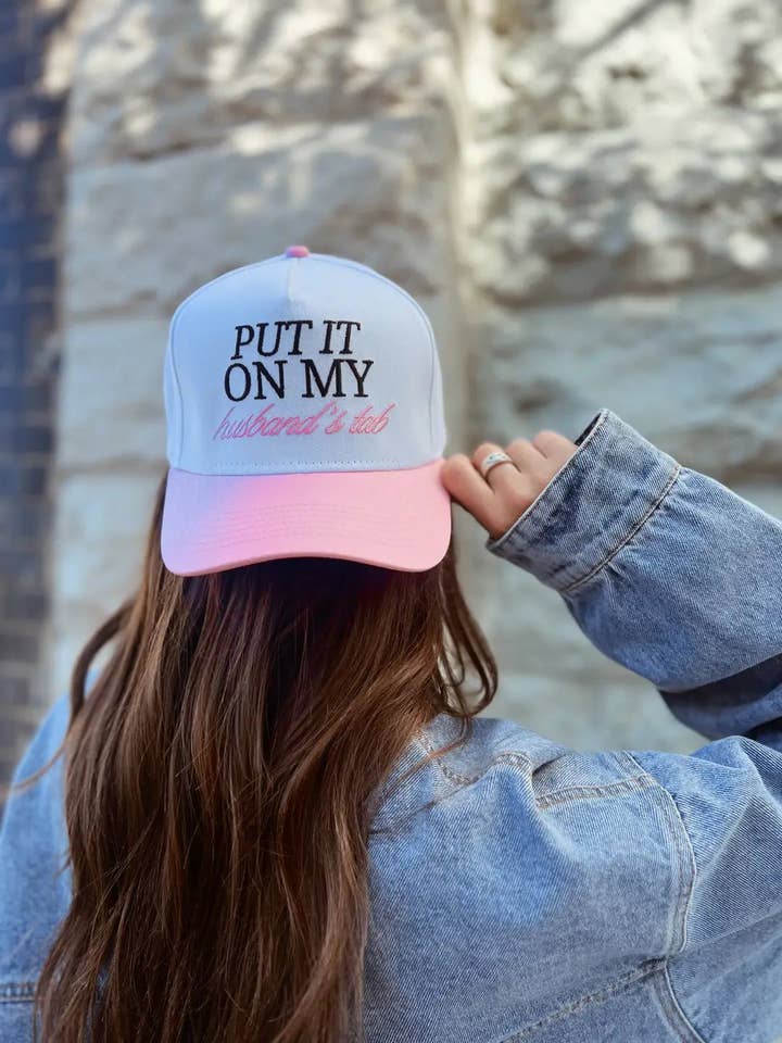 Put It On My Husband's Tab Vintage Trucker Hat for wholesale by Social Statement