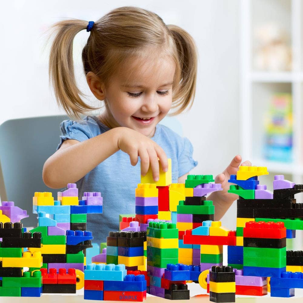 Dimple - Wholesale Building Set - Kids - Pack of 300 Pieces Soft Plastic Multi Colored Building Block3