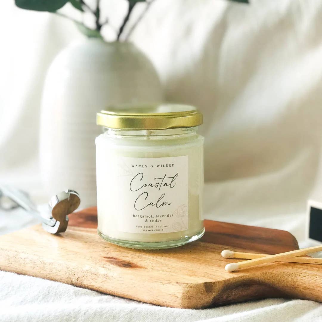 Waves & Wilder - Vendita all'ingrosso Candela in vasetto - Candela di soia Coastal Calm, candela profumata da spa, vegana