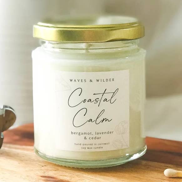 Waves & Wilder - Vendita all'ingrosso Candela in vasetto - Candela di soia Coastal Calm, candela profumata da spa, vegana0