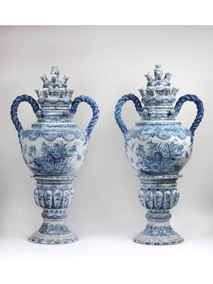 Kunstsokken - Wholesale Socks – Unisex - Delft Blue Flowers5