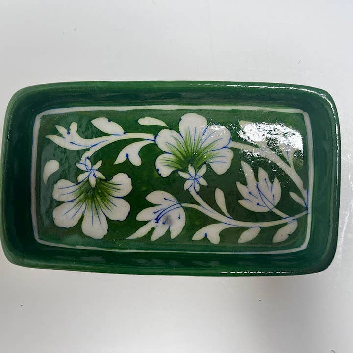 Pottery Soap Dish Zinnia Green for wholesale by natural habitat