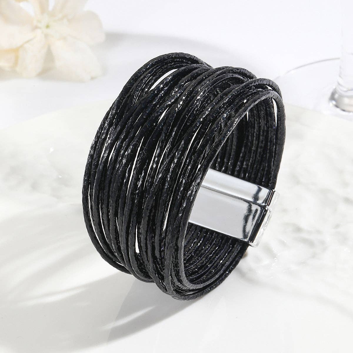 Mio Queena - Wholesale Bangle Bracelet - LB - Multi-Layer Leather Fashion Bracelet | Magnetic Buckle11