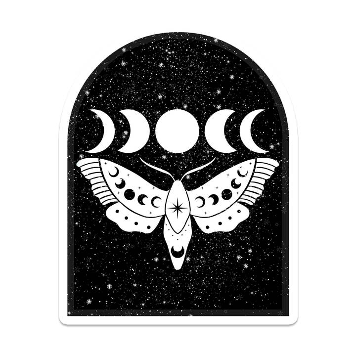 Moth | Moon Phase | Witch | Waterproof Sticker | 3" for wholesale by Rebel and Siren Stickers