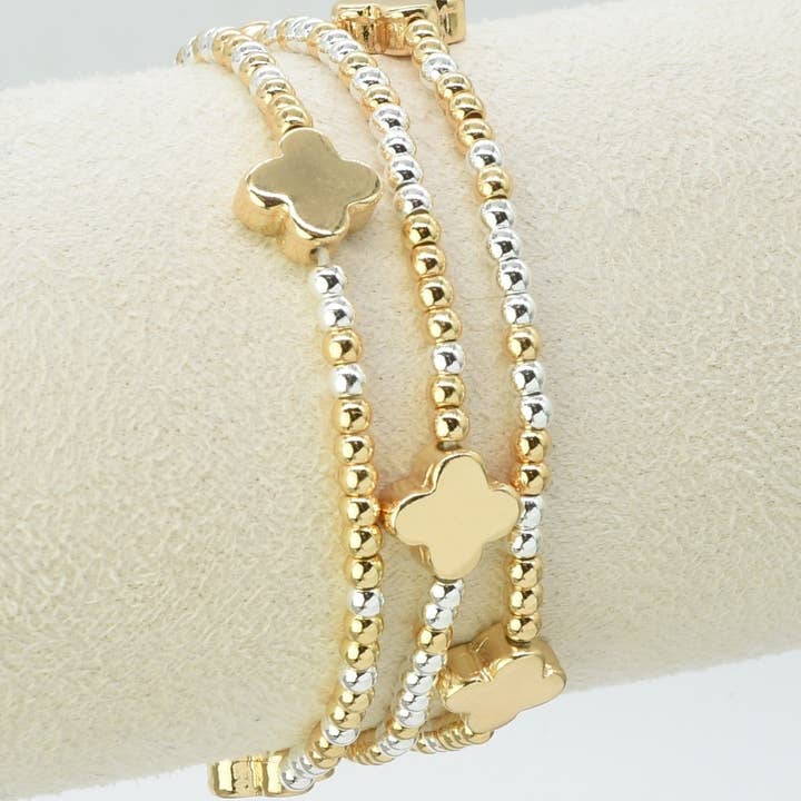 MiMi Wholesale - Wholesale Jewelry Set - CB2258 3 Piece Clover Beaded Bracelet Set2