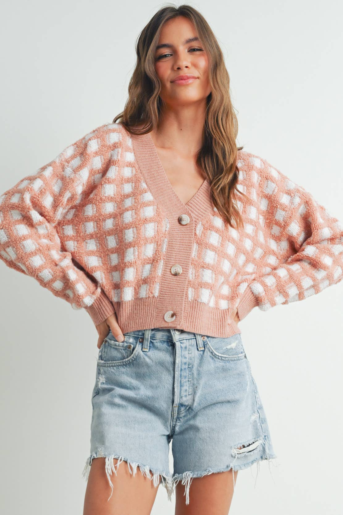 BUTTERMELON – Engroshandel Cardigan - Dame – Cropped V-hals Cardigan - BMC75199