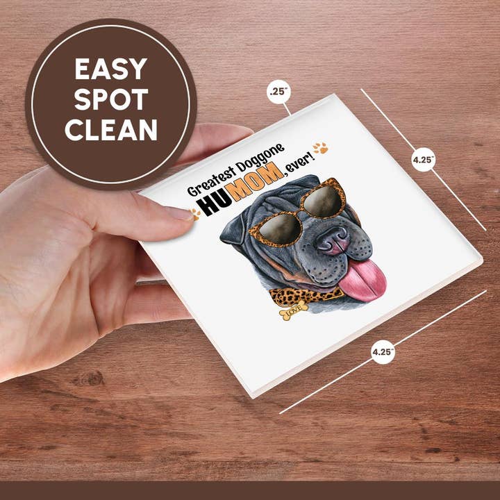 3dRose - Wholesale Coasters - 3dRose, An Adorable Black Shar Pei Dog Ready for Mom on Mothers Day, Coaster6