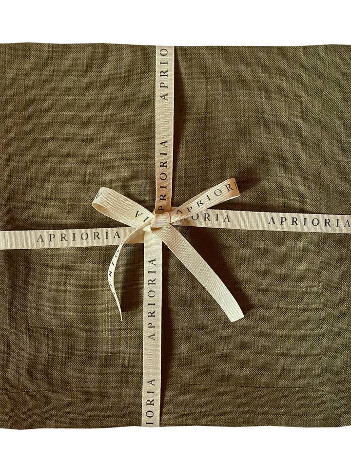 100% Pure Linen Napkins, Set of Two, Olive for wholesale by Aprioria