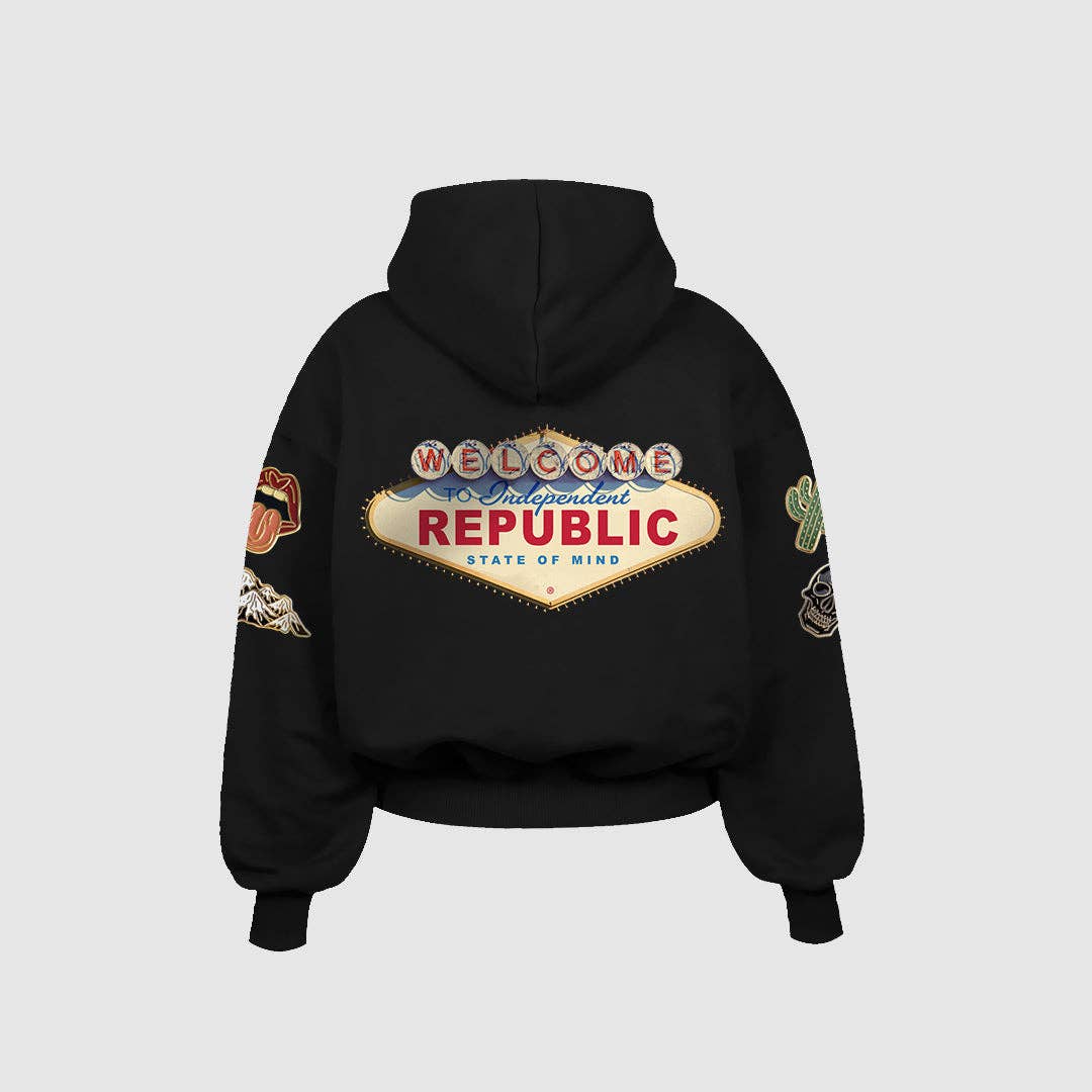 Independent Republic - Wholesale Hoodie - Unisex - State of Mind © felpa nera con cappuccio0