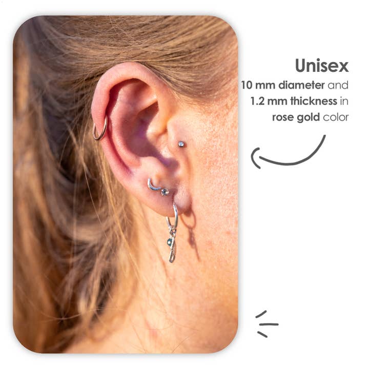 MATTISE - Vendita all'ingrosso Orecchini singoli - Anello Piercing in Acciaio Chirurgico color Oro Rosa5