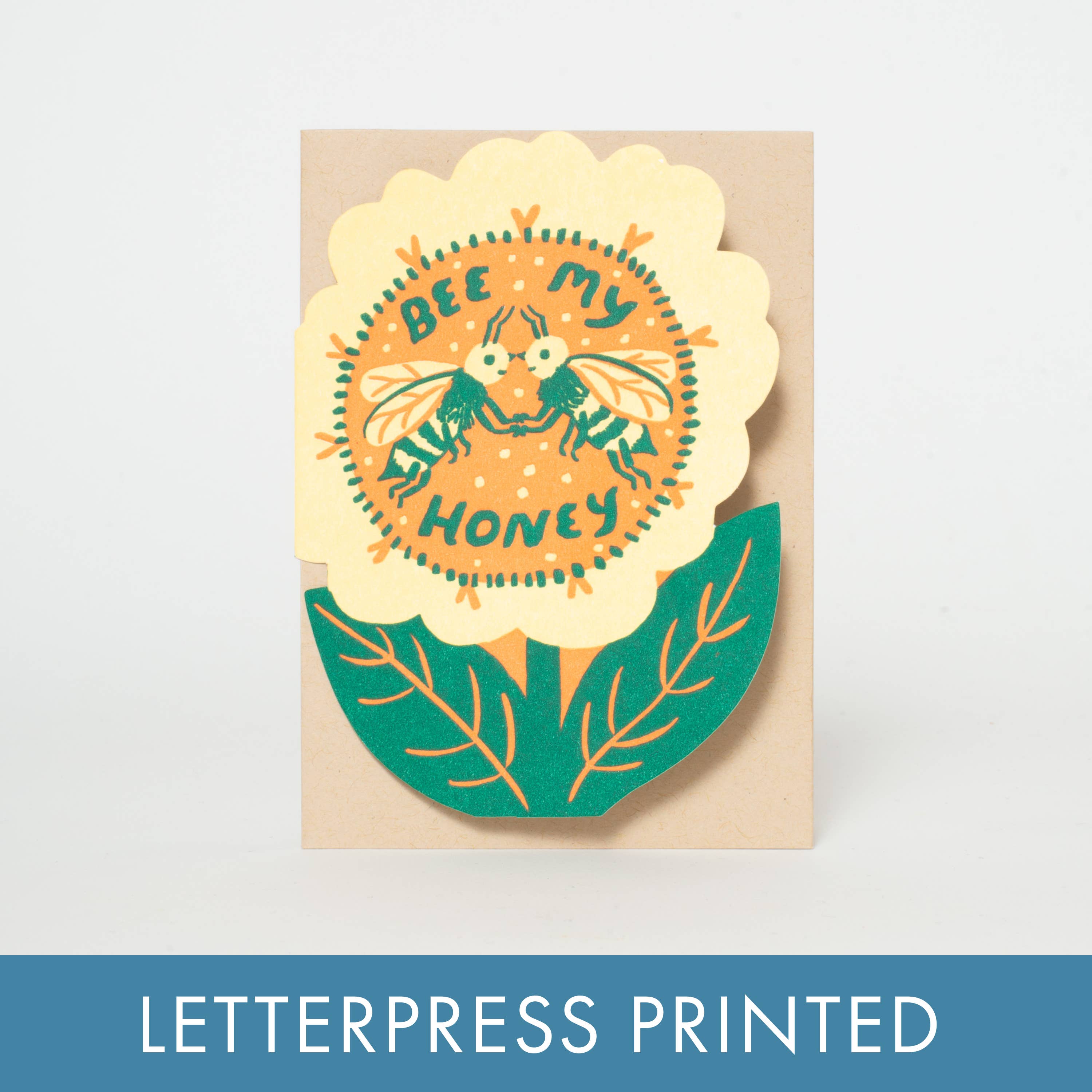 Egg Press Manufacturing - Wholesale Love Card - Bee My Honey Letterpress Greeting Love Card by Phoebe Wahl