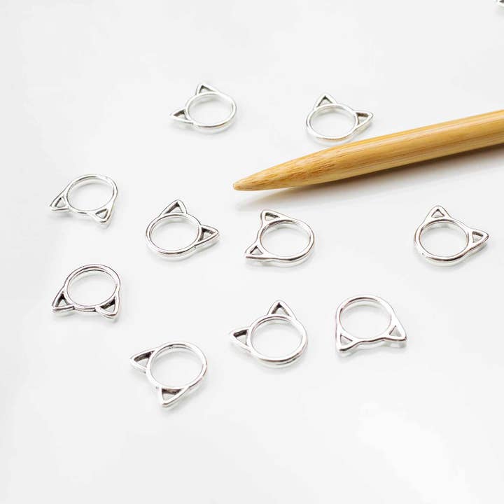 Twice Sheared Sheep - Wholesale Knitting/Crochet Supplies - Silver Cat Simple Stitch Markers