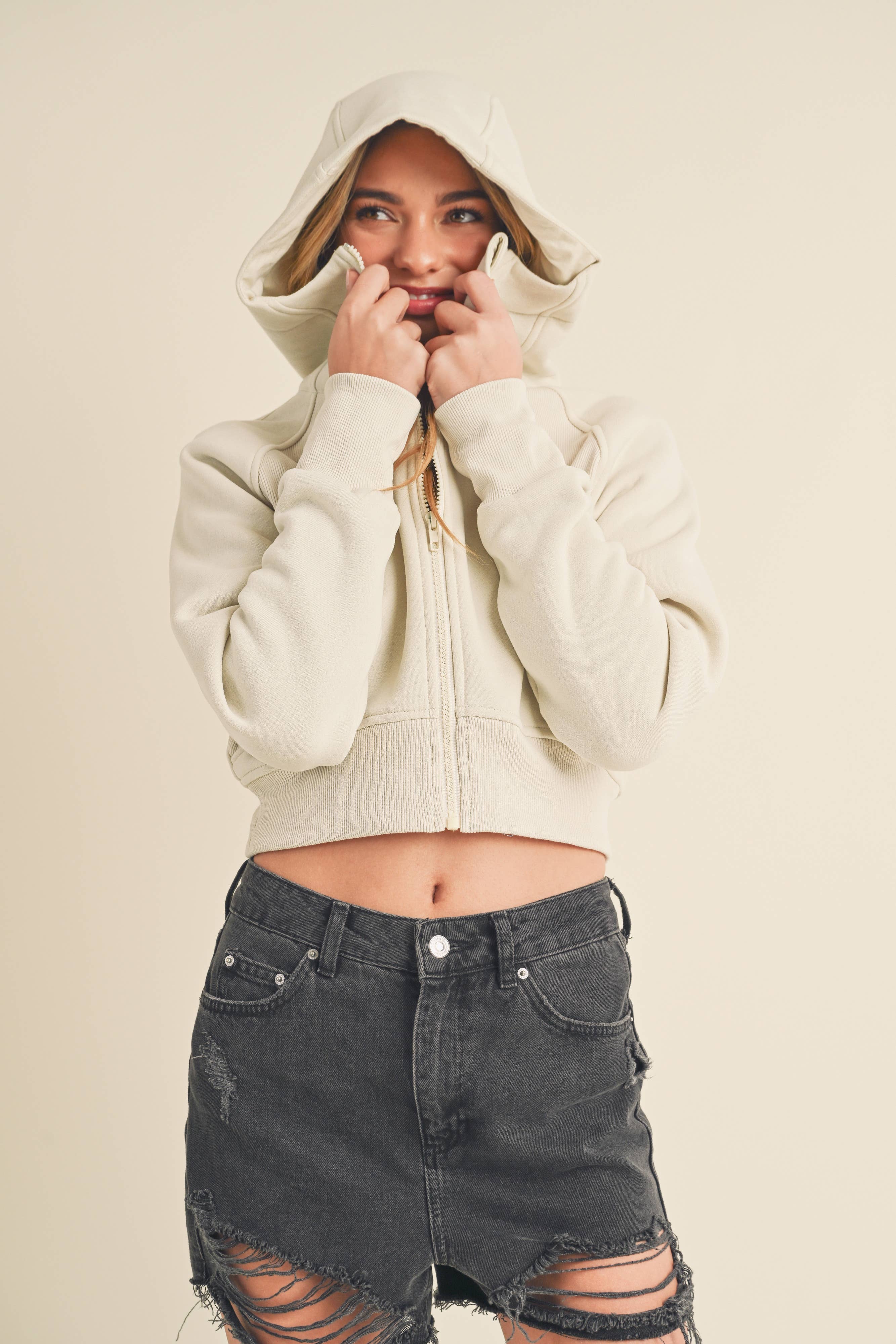 AEMI + CO - Wholesale Jacket - Women's - 5107DK Deva Cropped Hooded Jacket 541