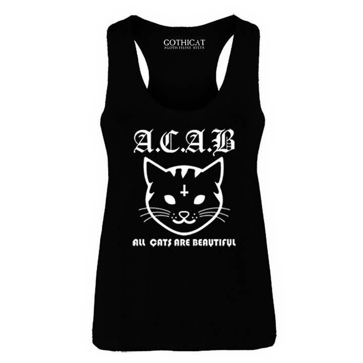 ACAB blød silketrykket bomuldstank T-shirt for engroshandel hos Gothicat