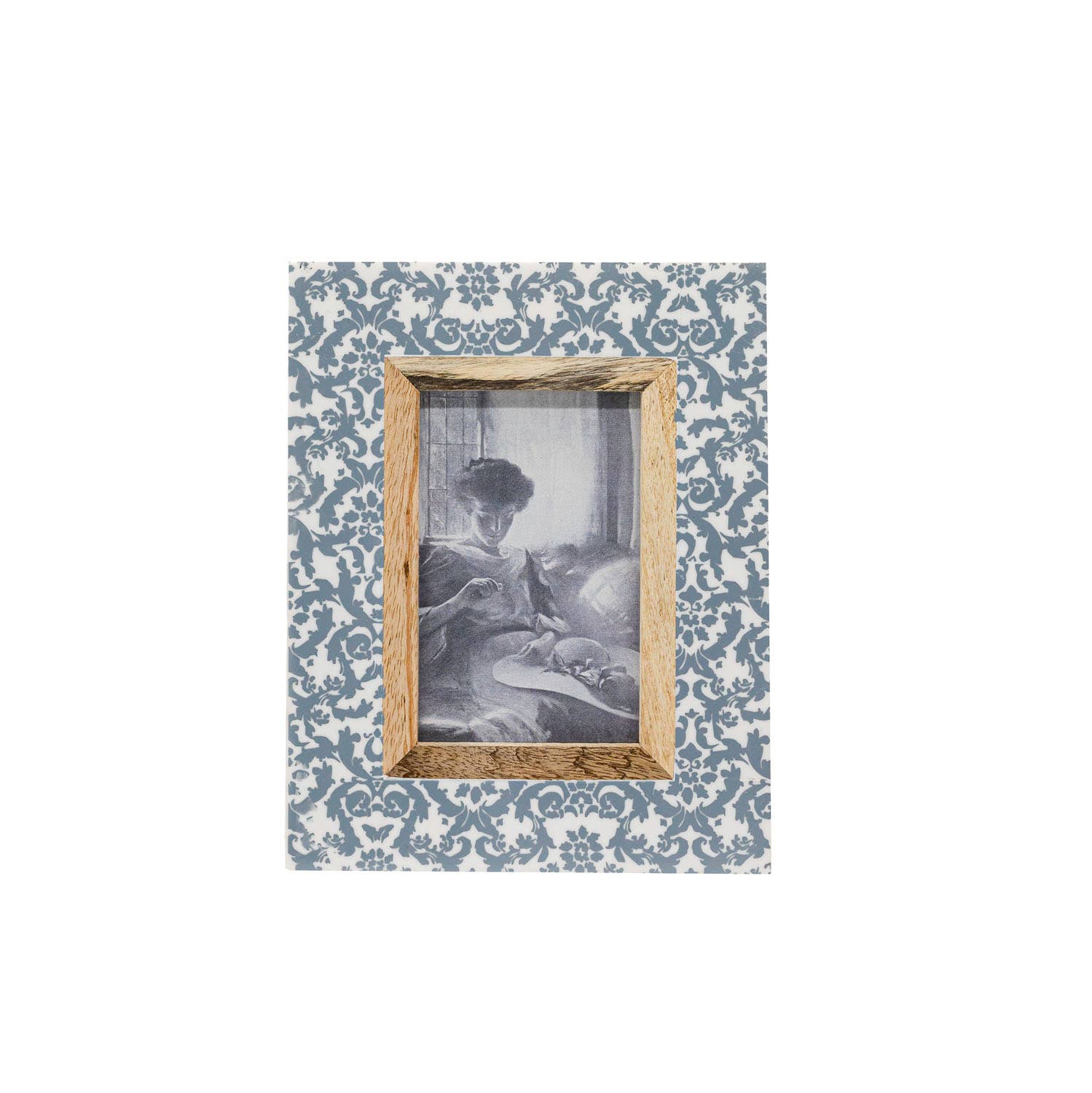 Foreside Home & Garden - Wholesale Picture Frame - 4x6 Photo Sylvie Damask Picture Frame Resin Wood Blue1