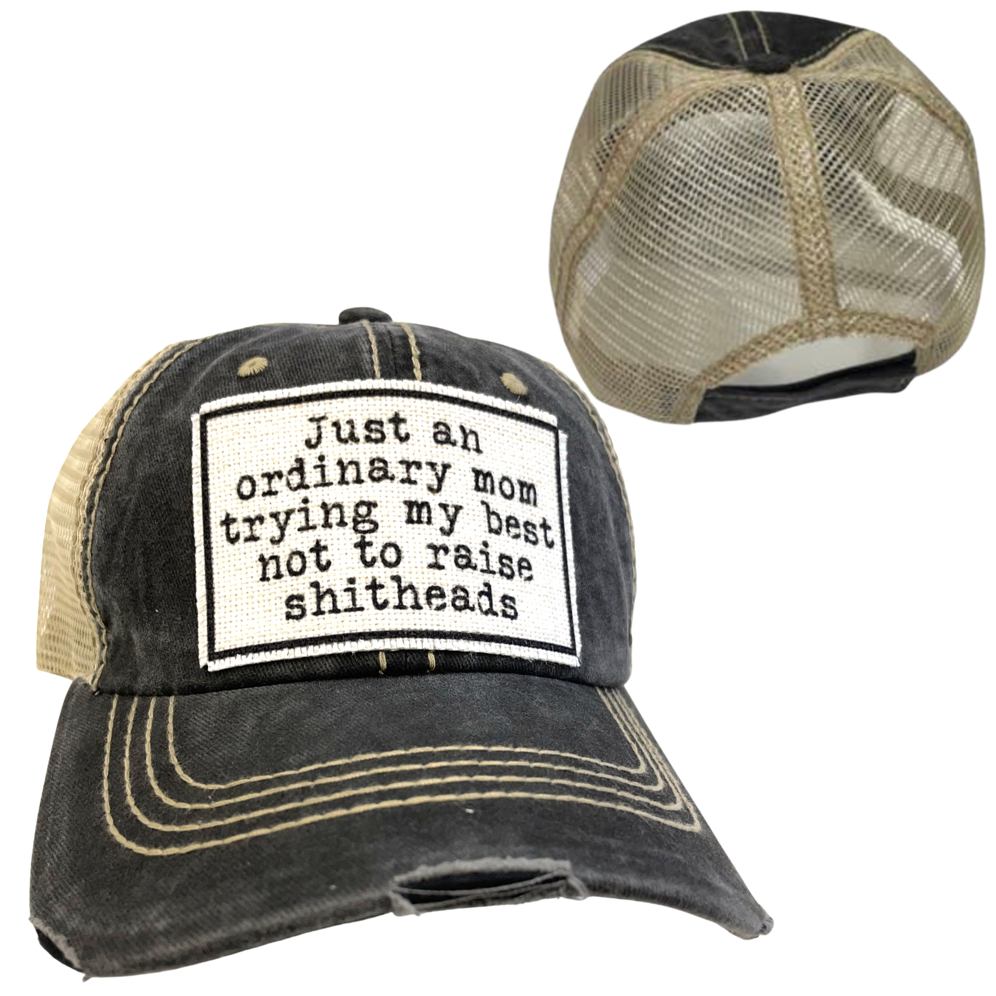 dkhandmade - Wholesale Trucker Hat - Women's - MOM TRYING NOT TO RAISE SHITHEADS | WOMAN'S HAT | DISTRESSED4