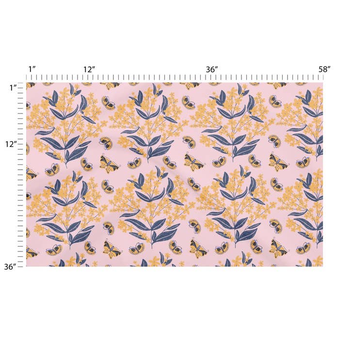 Amarelo - borboletas azuis e pequenas flores amarelas com rosa por atacado de Lexie Rose