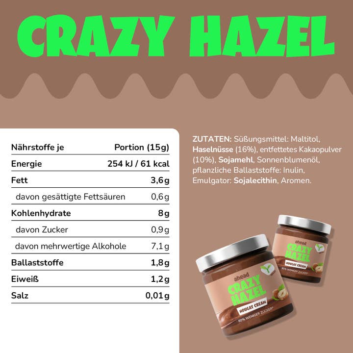 ahead - Wholesale Nut Butter - Crazy Hazel Vegan - No Added Sugar Spread 6x200g4