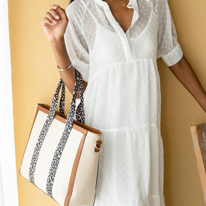 Jen & Co. - Wholesale Tote Bag - Women's - *SALE* M2086CN Haley Canvas Tote w/ Contrast Straps