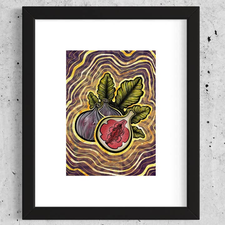 LOR&INK - Venta al por mayor Ilustración - Impresión artística de fruta de higo y vulva (5 x 7 pulgadas), impresión artística positiva para el cuerpo