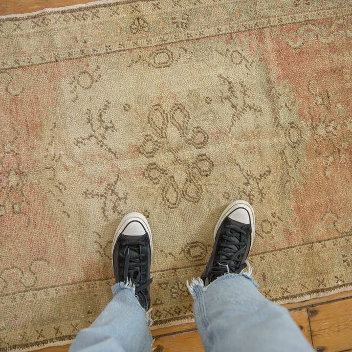 3x5.5 Vintage Distressed Oushak Rug for wholesale by Old New House