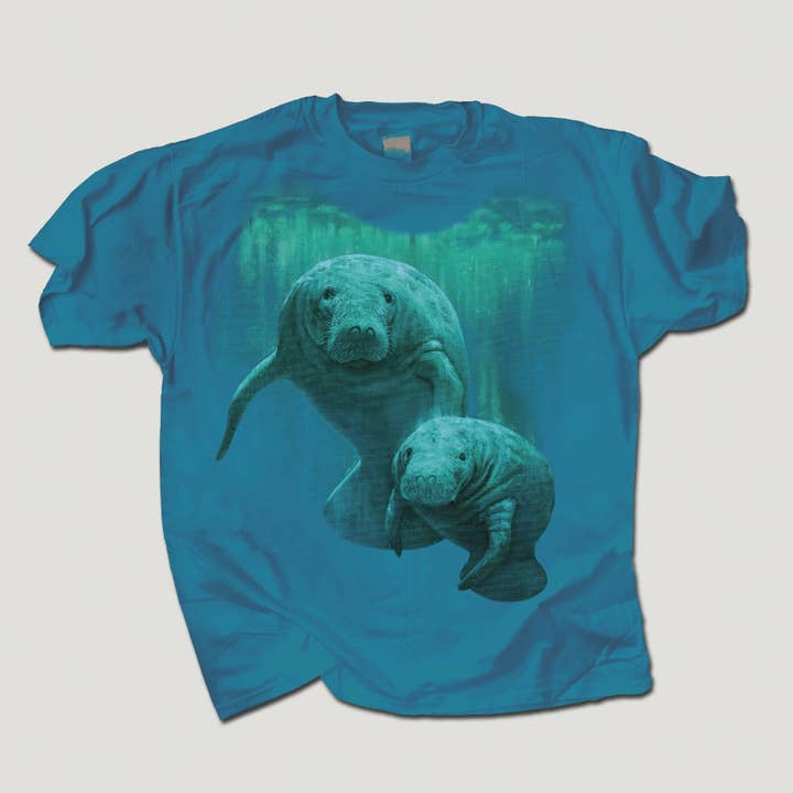 Manatee Duet Jugend-T-Shirt aus 100% HW-Baumwolle für den Großhandel von Atlas Screen Printing