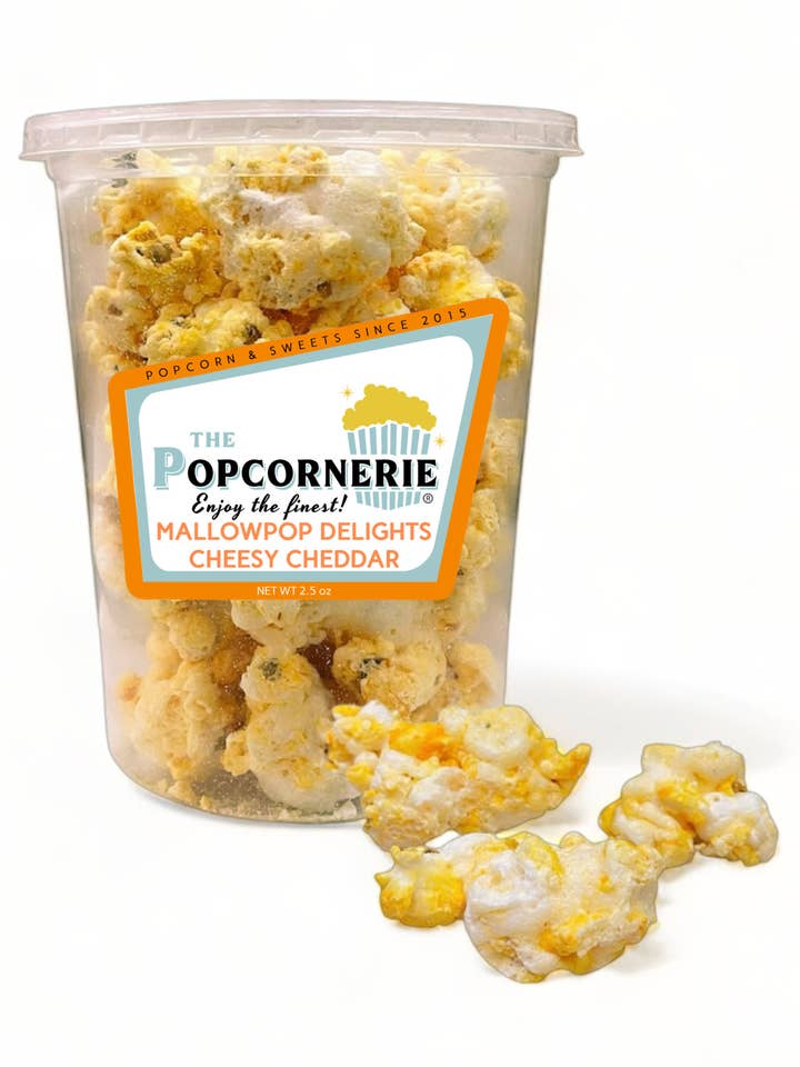 Délices MallowPop au Cheddar Fromagé | Popcorn Lyophilisé pour la vente par The Popcornerie & Sweets