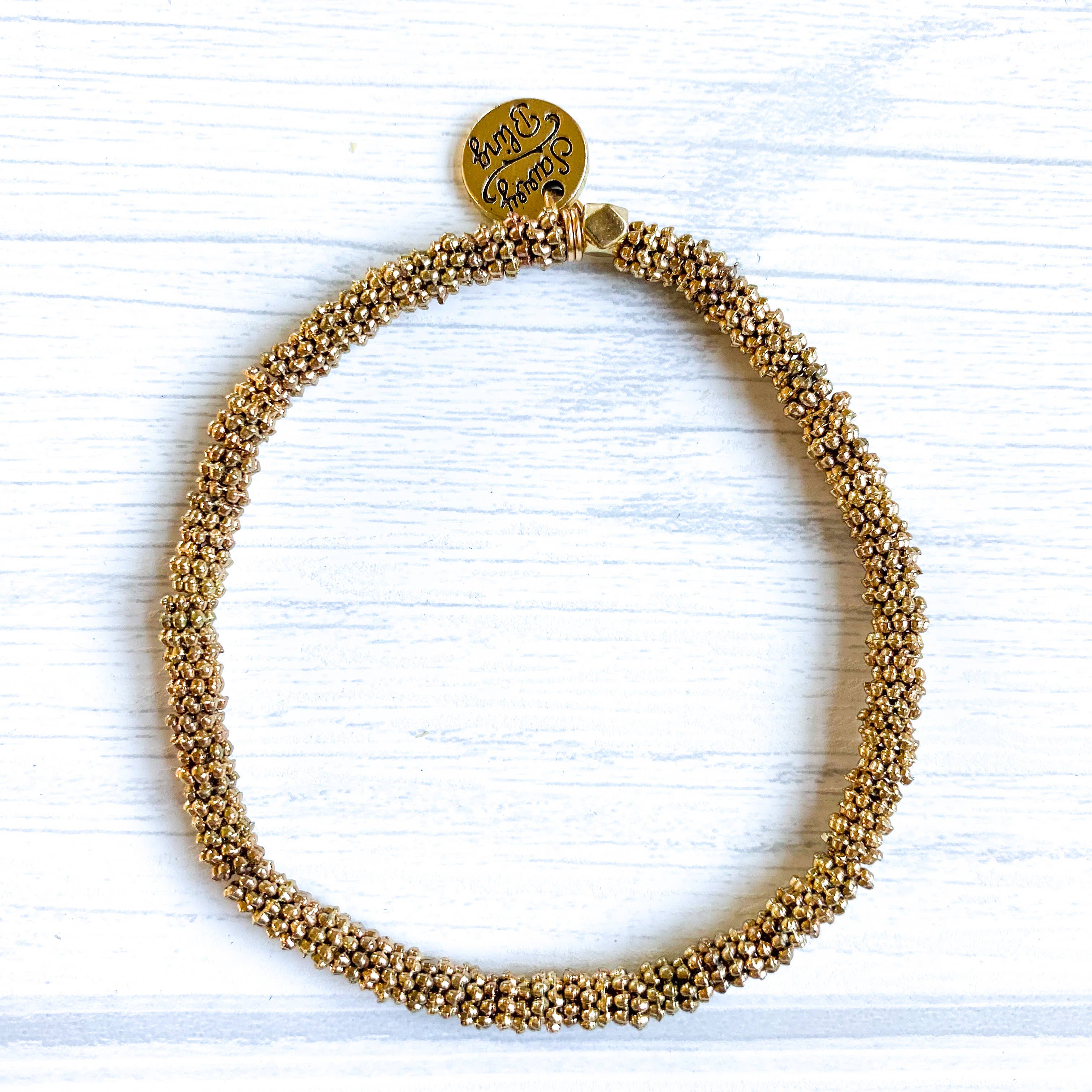 Savvy Bling - Wholesale Beaded Bracelet - Gold Flower Shape Bracelet3