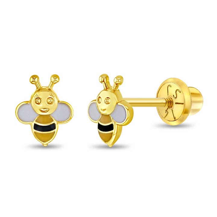 14k guld Honey Bee Baby/småbarn/barn örhängen för wholesale av In Season Jewelry
