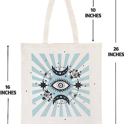Folkulture Tote Bag 100% Cotton - Evil Eye for wholesale by Folkhomes Global Inc