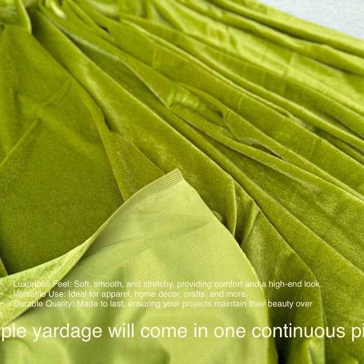 GalaTextile – wholesale Craft supplies – Apple Green Velvet Spandex Fabric by Yard, Luxury Green Stretch Velvet Material For Gowns, Scrunchies, Crafts Bows, Backdrops, Curtains