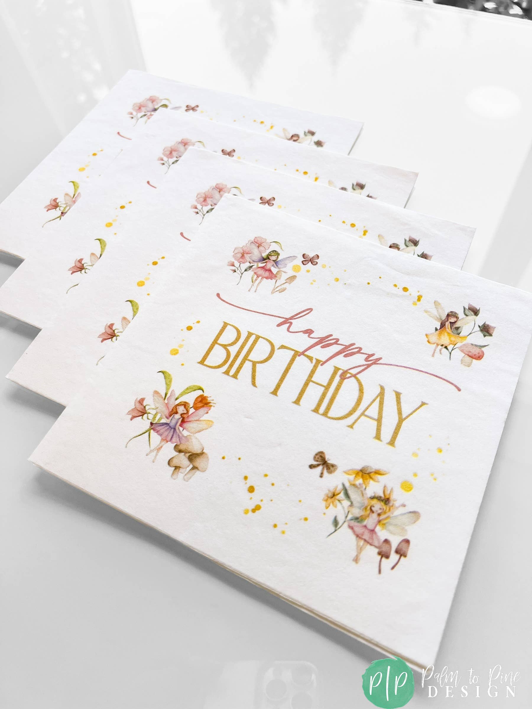 Palm to Pine Design - Wholesale Disposable Napkin - Fairy Birthday Napkins, Fairy Garden Party Tableware Girls9