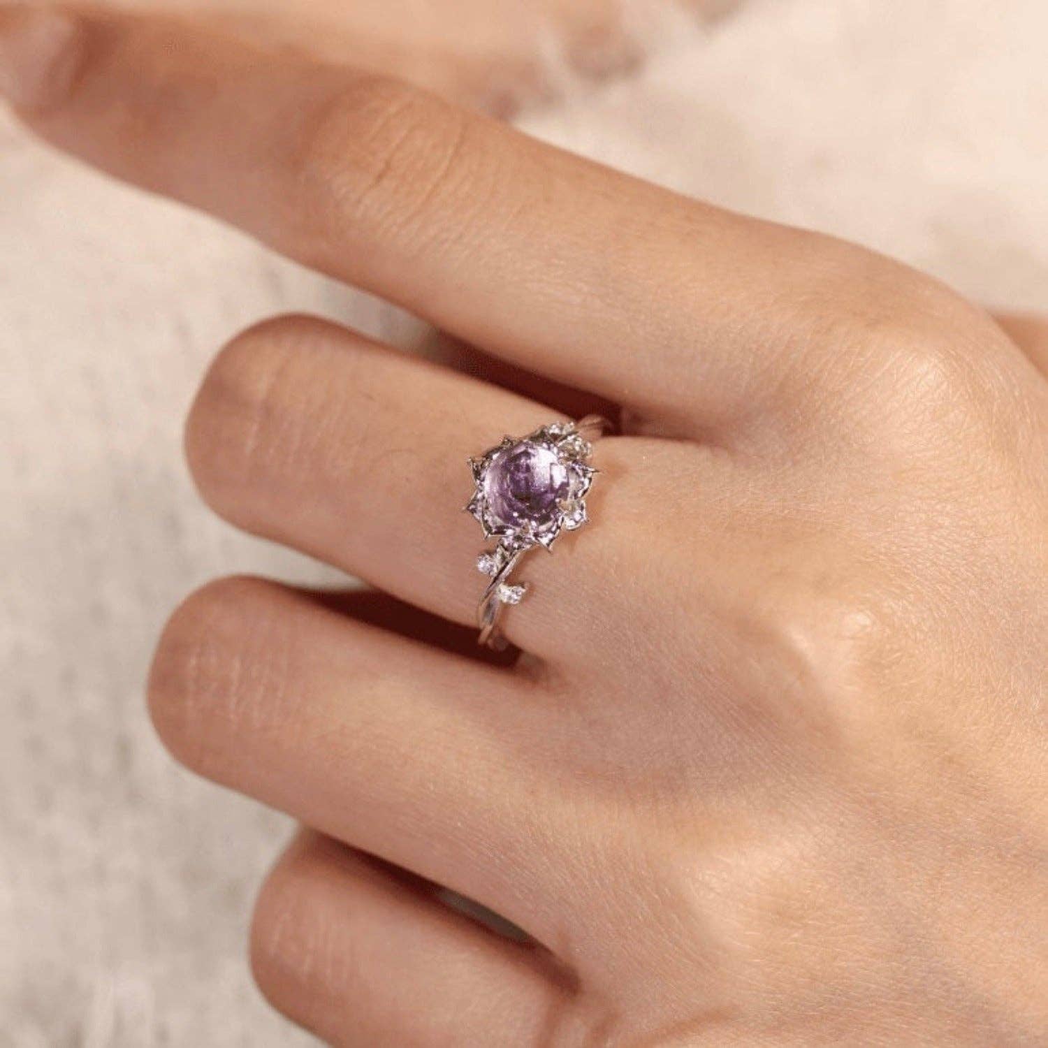 Azura Jewelry – wholesale Multi-stone ring – Moonflower Amethyst Ring1