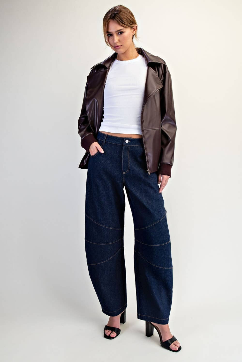 Side Pocket Detail Barrel Denim Pants for wholesale on Faire3