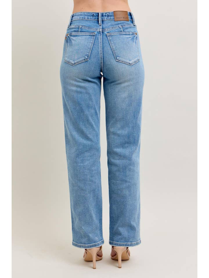 Watermelon Apparel - Wholesale Jeans - Women's - Judy Blue Mid Rise Tummy Control Vintage Wash Straight Jeans4