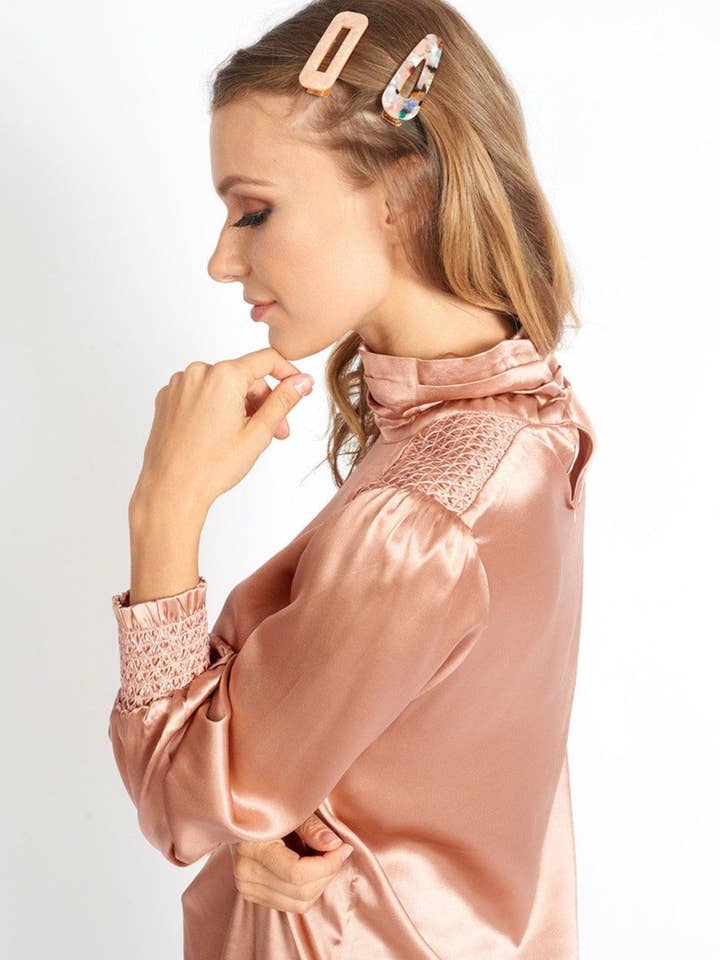 Fíona 100% Silk Turtleneck Blouse for wholesale by MUSE FASHION