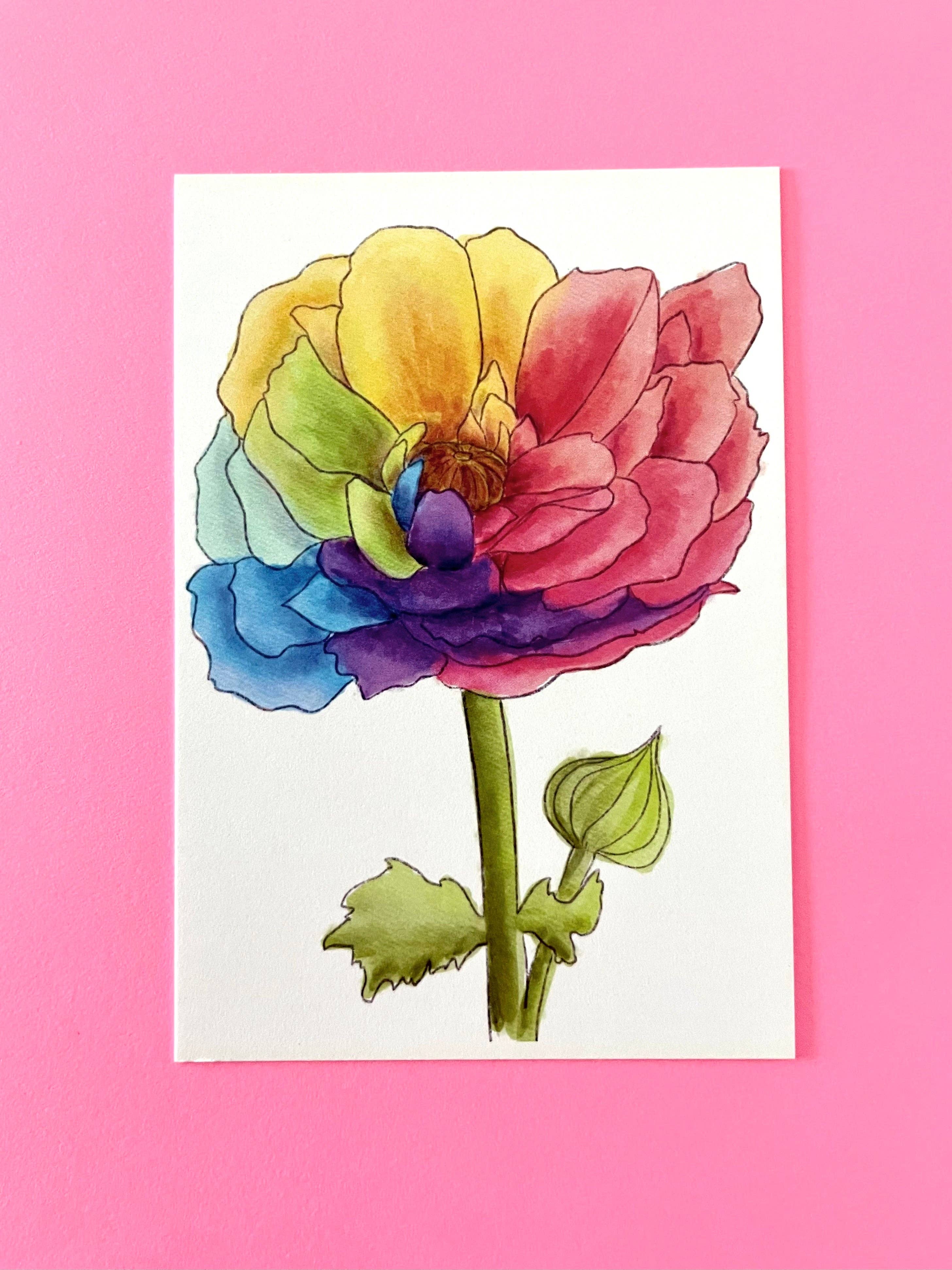 Unruly Wit - Wholesale Stationery/Notecard Set - Rainbow Flower Mini Cards1