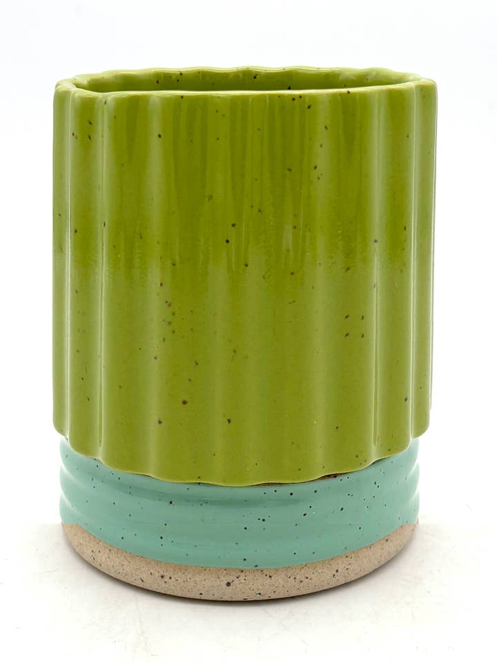 Mini Planter with Drainage in Lime Aqua for wholesale by KEENE GOODS