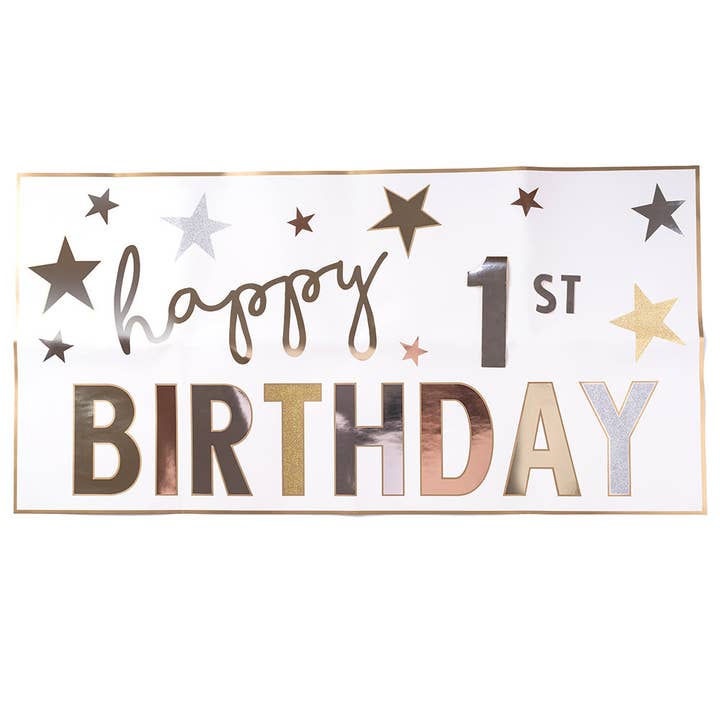 Party Pieces – Engroshandel Festskilt/banner – Personlig Tillykke med fødselsdagen Banner og klistermærker sæt5